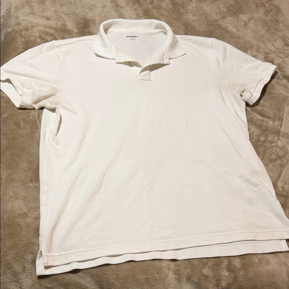 Old Navy Men's Cream Short-Sleeve Polo